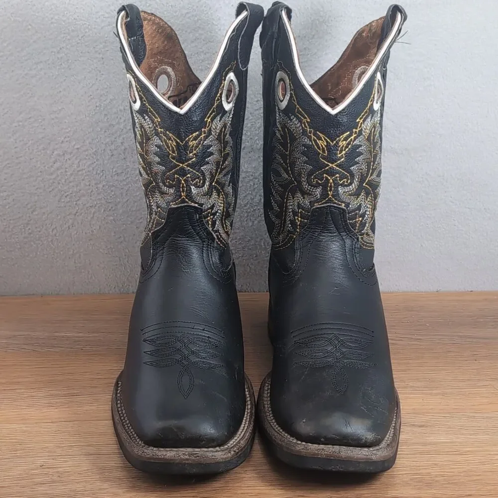 Old Corral Women's 9 25.5 Western Boots Black Leather Floral Embroidery Mexico